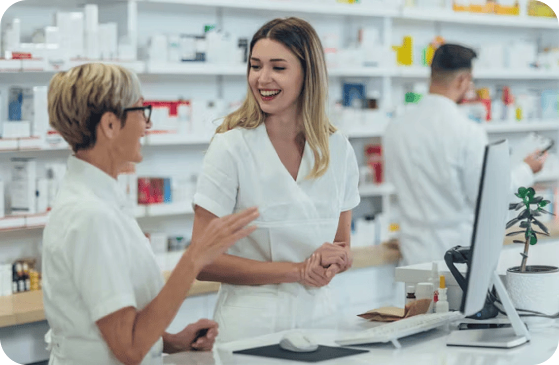 Pharmacist dispensing at the counter